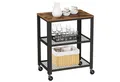 VASAGLE Servierwagen, Beistellwagen, 60 x 76,5 x 40 cm (BxHxT), 3-Ebenen