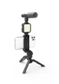 DigiPower Smartphone-Halterung Vlogging Set "Like Me", LEDs Mikrofon Handy Halterung Mini-Stativ, (4-tlg., für TikTok, Youtube, Live-Streaming und Meetings)