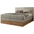 Boxspringbett mit Bettkasten Wood Classic King , beige , Maße (cm): B: 184 H: 120