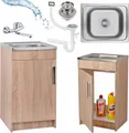STAMAR Spülenschrank Küchenschrank 50cm Sonoma Spüle 50x40 Wandarmatur Chrom Komplett Set Standschrank 40cm Tiefe Siphon Geschirrspüler Platzsparend Kompakt