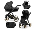KUNERT Kombi-Kinderwagen Ivento Premium 3in1 Kinderwagen mit Goldrahmen und Zubehör, TÜV NORD und ZETOM zertifiziert, antibakterielle Bambusmatratze