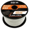 GO!elements Abspannleine Paracord 550 - 4mm, Paracord 550 aus reißfester Nylonschnur weiß 50m