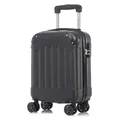 YONSLY Koffer Suitcase S Schwarz, Trolley Reisekoffer, Rollkoffer Handgepäck mit 4 Rollen 360°, Hartschalenreisekoffer, Zahlenschloss, Weicher Gummigriff