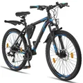 Licorne Bike Effect Premium Mountainbike in 26, 27,5 und 29 Zoll - Fahrrad für Jungen, Mädchen, Herren und Damen - Shimano 21 Gang-Schaltung - Herrenrad Zoll:26.00;Farbe:Schwarz/Blau (2xDisc-Bremse)