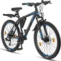 Licorne Bike Effect Premium Mountainbike Aluminiumrahmen Shimano,Zoll:26.00;Farbe:Schwarz/Blau (2xDisc-Bremse) - Blau