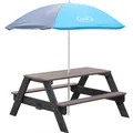 Axi Nick Picknicktisch Anthrazit/Grau - Sonnenschirm Blau/grau (A031.003.05)