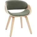 Design-Stuhl aus khakigrünem Stoff und hellem Holz BENT