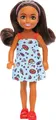 Barbie Chelsea Brünett & Blaues Kleid - Mode-Puppe Puppen-Mädchen Mattel HXM97