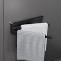doporro Handtuchhalter ohne Bohren, 24 cm Handtuchhalter selbstklebend & magnetisch, 180° schwenkbare Handtuchstange mit 3 Armen, Handtuchhalter Wand für Bad, Küche & Gäste-WC, Matt Schwarz Folda-02