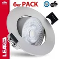 6er Set LED Einbaustrahler LEA-Step 7W warmweiß schwenkbar Eisen gebürstet - Silber