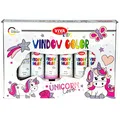 Viva Decor Window Color Set Unicorn Love (6 Farben à 90 ml) Geschenkset Window Color Set Kinder mit 6 Fensterfarben in Geschenkverpackung mit 15 Motiven - Made in Germany