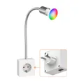 ledscom.de Steckdosenlampe LESCH Leselampe, chrom/weiß inkl. Smart Home GU10 LED Lampe 5,5W, 473lm