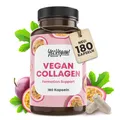 Vegan Collagen (180 Kapseln) mit Aminosäuren, Vitamin A C E, Biotin, Silicium, Zink und Mangan I Pflanzliche Alternative zu Collagen Pulver I Kollagen vegan (1x 180 Kapseln)
