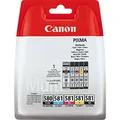 Canon Original PGI-580 PGBK, CLI-581 (C/M/Y/BK) Tintenpatrone – Schwarz (5 Stück) Packaging may vary