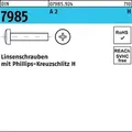 Linsenschraube DIN 7985 PH M8x 50-H A 2 100 Stück