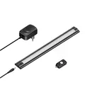 ledscom.de LED Unterbau-Leuchte SIRIS schwarz matt mit Netzteil und Bewegungsmelder, flach, 30cm, 368lm, warmweiß