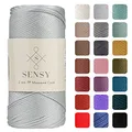 Sensy Premium 2 mm 220 Meter Polyester-Seil, 100 % Polypropylen, Makramee-Schnur, 2 mm, Häkelnadel, Makramee-Seil, Häkelgarn, Geschenk für Stricker (Silber)