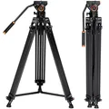 Kamera Stativ,Videostativ Video Tripod mit 360° Fluidkopf, Heavy Duty Tripod,...