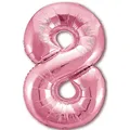 Luftballon 8. Geburtstag Zahl 8 Rosa XXL Riesen Folienballon 100cm Geburtstagsdeko Mädchen Ballon Zahl Deko zum Geburtstag. Fliegt mit Helium.