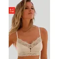 LASCANA Bralette-BH Alana ohne Bügel mit hohem Seidenanteil und edler Spitze, Dessous beige 75