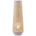 Marrakesch Tischlampe Nachttischlampe 47cm groß | Boho Deko Lampe Stehlampe im Wohnzimmer Schlafzimmer oder Kinderzimmer | Skandinavische Tischleuchte Qantas aus Metall weiß gold E27 Lampenfassung