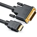 deleyCON 1m HDMI zu DVI Kabel DVI-D DVI-I High Speed 3D Ready Adapterkabel 1080p FULL HD HDTV 3D Beamer Laptop Monitor TV - Schwarz