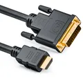 deleyCON 1m HDMI zu DVI Kabel DVI-D DVI-I 1080p HDTV Beamer Laptop TV Schwarz