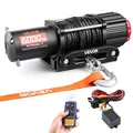 VEVOR Elektrische Seilwinde 2721 kg, 12V Motorwinde mit Φ6,35 mm x 15 m Synthetikseil, Kabelloser & Kabelgebundener Fernbedienung, Elektrowinde zum Abschleppen von ATVs, UTVs & Offroad-Fahrzeugen