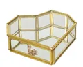 Schmuckschatulle in Herzform 12x10cm Glas Metall - dekorative Schmuckaufbewahrung Glasbox mit Deckel - Aufbewahrungsbehälter Schmuckschale Herzbox - Transparent Gold