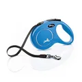 flexi® Classic M | 5m Gurt Roll-Leine für Hunde bis 25 kg | Blau | ausziehbare Hundeleine | Gewicht 274 gr | Maße 11.6 x 18.8 cm