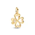 PANDORA ME Herz Vierblättriges Kleeblatt Medaillon-Charm aus Sterling Silber mit vergoldeter Metalllegierung, Cubic Zirkoniastein, Kompatibel ME und Moments Armbändern, 763034C01