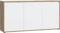 Sideboard - SKELPE - Mattweiß und Eiche - 3 Türen + 3 Einlegeböden - 152,6 x 42 x 78,5 cm