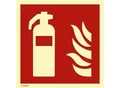 moedel Brandschutzschild „Feuerlöscher“, nach ISO 7010 F001, Kunststoff, langnachleuchtend, B 148 x H 148 mm
