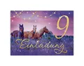 JUNAPACK Einladungskarten Pferd Einladungen zum Kindergeburtstag Fohlen lila Mädchen, Einladungskarten zum 9. Geburtstag mit Pferd Motiv
