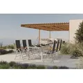 VILLANA Sylvania Garten-Essgruppe mit 6 Klappstühlen, silber/anthrazit, Aluminium/Glas, inkl. Eukalyptus-Armlehnen, ausziehbarer Tisch 160/220 x 90 cm, FSC®-zertifiziertes Produkt