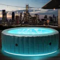 BRAST® Whirlpool aufblasbar MSpa Starry mit LED-Beleuchtung für 6 Personen Ø204x70cm In- Outdoor Pool 138 Massagedüsen Energiespar-Timer Heizung Aufblasfunktion per Knopfdruck Bubble Wellness Massage