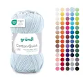 Gründl Wolle Cotton Quick uni - dünne Wolle zum Häkeln - Strickgarn - Häkelgarn - Glänzend und hautfreundlich - 100% Baumwolle - 1 Knäuel 50 g / 125 m - Nadelstärke 3-4 - blassblau