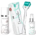 FACES OF FEY Dermaroller für Haare – Microneedling Roller 0,5mm mit ECHTEN 192 Nadeln gegen Haarausfall - Haarwachstumsserum & Sanitizer - Hair Growth Set