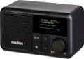 MEDION S66822 Tragbares Mini DAB+ Radio mit Bluetooth (Akku mit bis zu 6,5 Stunden, klein, dimmbares Farbdisplay, Teleskopantenne, Sleeptimer, Wecker, Snooze, AUX, USB-C) schwarz
