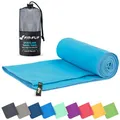 Fit-Flip Mikrofaser Handtuch - kompakte Microfaser Handtücher - ideal als Sporthandtuch, Reisehandtuch, Strandtuch - schnelltrocknend und leicht - Badetuch groß (60x120cm, Himmelblau)