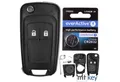 mt-key Klapp Schlüssel Reparatur Gehäuse 2 Tasten + Rohling + 1x CR2032 Knopfzelle, CR2032 (3 V), für OPEL Astra J Corsa E Mokka Zafira C Funk Fernbedienung