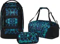 Satch, Schulrucksack-Set PACK Caleido Blue 3-teilig, ab 5. Klasse