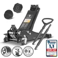 STAHLWERK Hydraulischer Wagenheber mit 3 t Tragkraft - extra flach, 73-500 mm Hubbereich, gummierte Silent-Rollen, Doppelhubkolben, Rangierwagenheb...