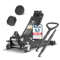 STAHLWERK Hydraulischer Wagenheber mit 3 t Tragkraft – extra flach, 73-500 mm Hubbereich, gummierte Rollen, Doppelhubkolben, Rangierwagenheber, Hydraulik-Wagenheber, schwarzer Autoheber (WHB-73 ST)