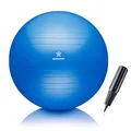 BODYMATE Gymnastikball Sitzball Trainingsball mit GRATIS E-Book inkl. Luft-Pumpe, Ball für Fitness, Yoga, Gymnastik, Core Training, für starken Rücken als Büro-Stuhl BLAU 65cm