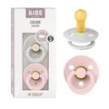 BIBS Colour Schnuller 2er-Pack, BPA-frei, Kirschform Nippel. Naturkautschuk/Latex, Hergestellt in Dänemark. Größe 2 (6-18 Monate), Haze/Blossom