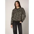 STREET ONE STUDIO Rundhalspullover im Leo Design schwarz 44 EU