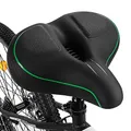 TONBUX Fahrrad Sattel Breiter Fahrradsattel, Atmungsaktiv Bequem Weich Für Damen Herren Grün