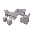 Grau Garten Sitzmöbel Sofagarnitur Dreisitzer Sofa Sessel Esstisch Set Rattan