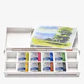 Winsor & Newton 0390673 Cotman Aquarellfarben im Set, Lebendige Aquarellfarben mit ausgezeichneter Transparenz im 8 Farben Set mit Taschenpinsel - Landschaftsmalerei